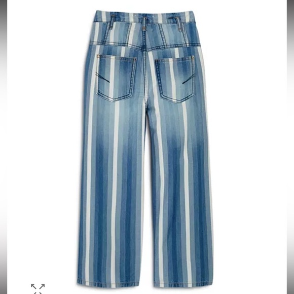Habitual Girls Ariah Blue and White Striped Wide Leg Cotton Pants 27 - Picture 2 of 14